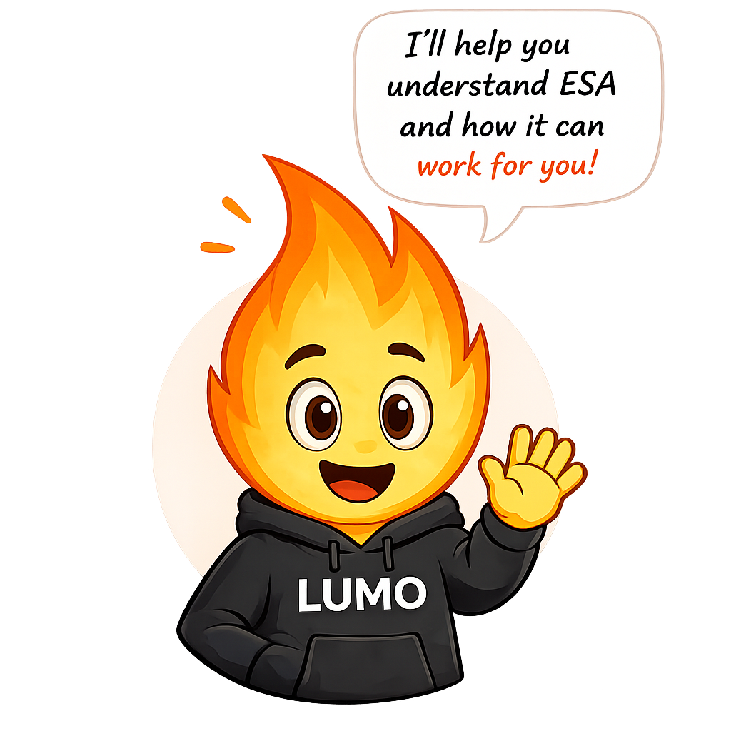 LUMO mascot waving